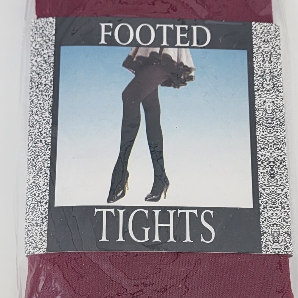 Women’s Burgundy Red Footed Tights One Size 100% Nylon Classic Stockings